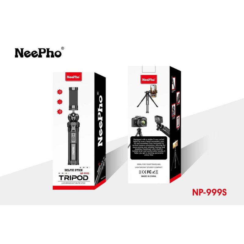NeePho NP-999s 2-in-1 Selfie Stick & Tripod | Adjustable Height, Bluetooth Remote | Universal Smartphone & Camera Mount | Lightweight & Portable thumbnail 7
