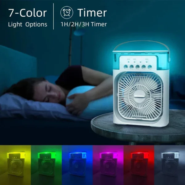 10-Inch Large Portable Air Conditioner Fan | USB Electric Fan with LED Night Light, Mist & Humidifier Function | Random Color thumbnail 5