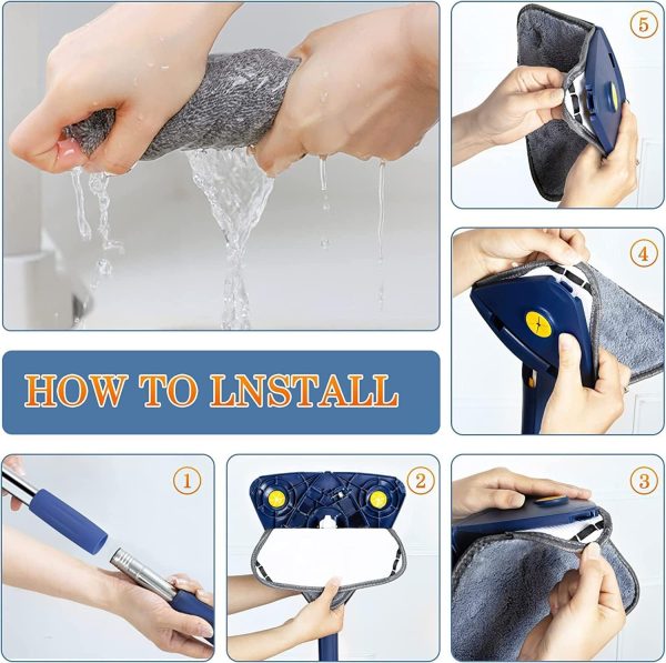 360° Twist Rotatable Triangle Mop with Long Handle Auto Squeeze Design for Floor, Wall, and Ceiling Cleaning thumbnail 4