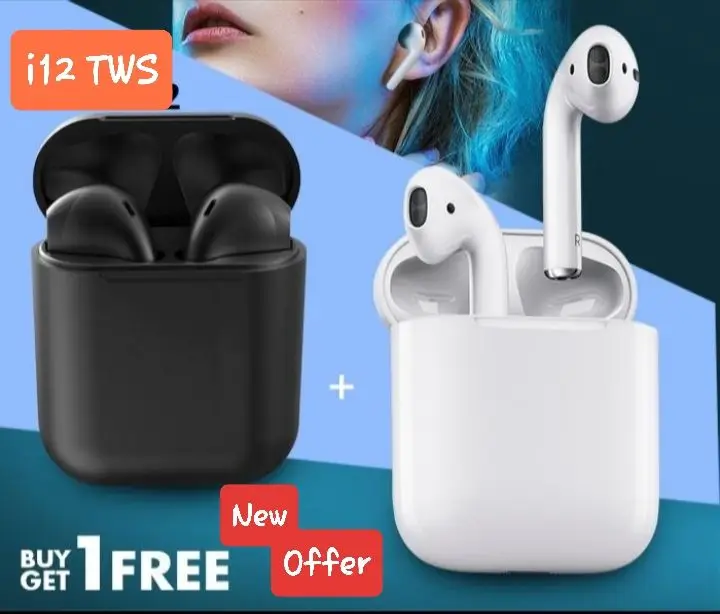 i12 TWS Wireless Bluetooth Earbuds with Charging Case | Touch Control | Stereo Sound | Built-in Mic
