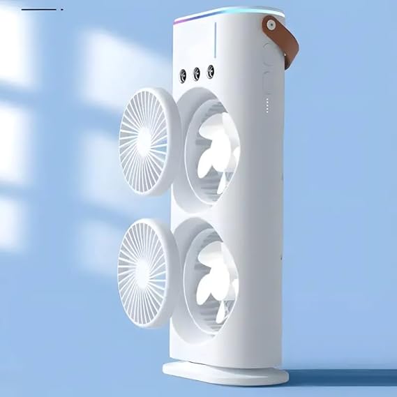 Mini Double Head Mist Fan with LED Light & Humidifier | Portable USB Air Cooler for Home Office Travel thumbnail 7