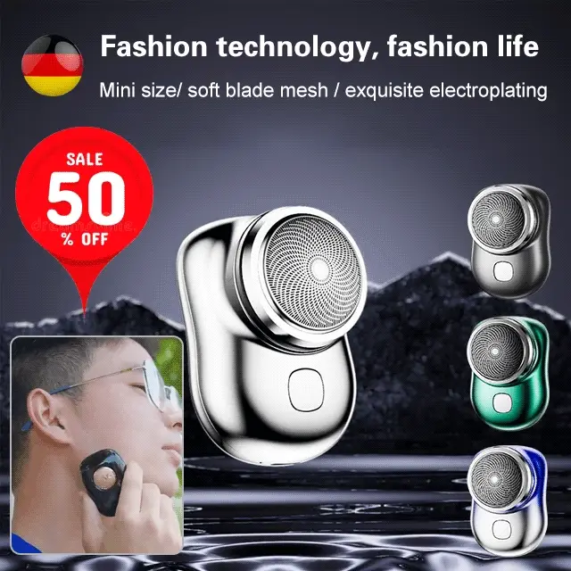 Mini Electric Razor for Men | Portable USB Rechargeable Shaver | Compact Travel Beard Trimmer with One-Touch Use thumbnail 3
