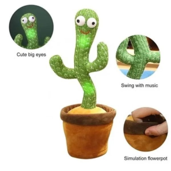 Rechargeable Dancing Cactus Toy with Hat | Interactive Singing, Talking & Dancing Plush for Kids thumbnail 3