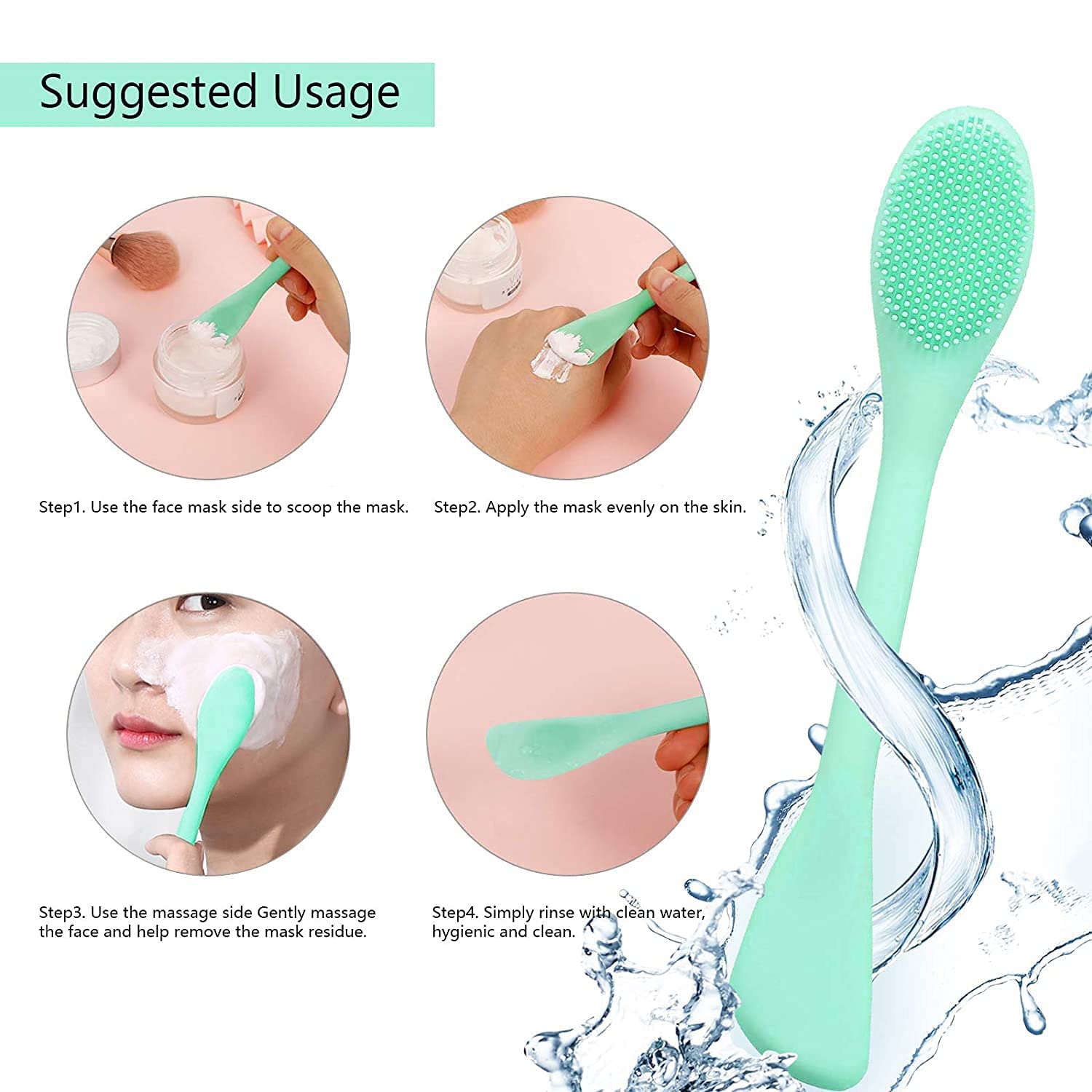 Double Ended Silicone Face Mask & Cleansing Brush | Soft Reusable Skincare Applicator | Pack of 2 thumbnail 4