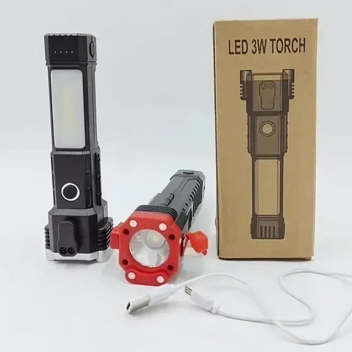 High-power Led Torch Light Rechargeable Flashlight And Multifunctional Tactical Hammer &amp; Power Bank To Charge the Phone With Box (random Color) thumbnail 5