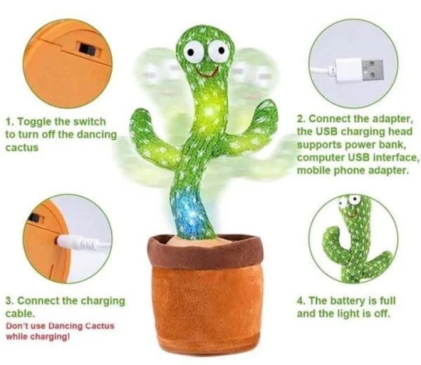 Rechargeable Dancing Cactus Toy with Hat | Interactive Singing, Talking & Dancing Plush for Kids thumbnail 4