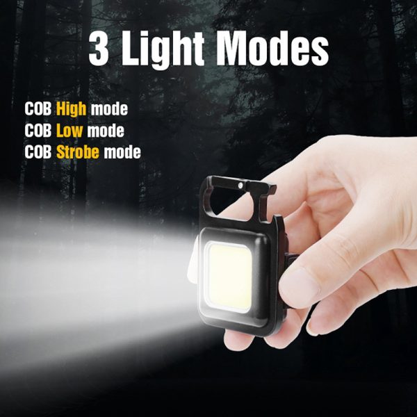Portable Keychain Light | 500 Lumens Mini COB LED Flashlight with Foldable Handle & USB Rechargeable thumbnail 2