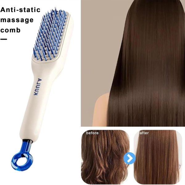 Self-Cleaning Hair Brush & Telescopic Comb | Detangling Brush with One-Pull Cleaning Mechanism | Random Color thumbnail 3