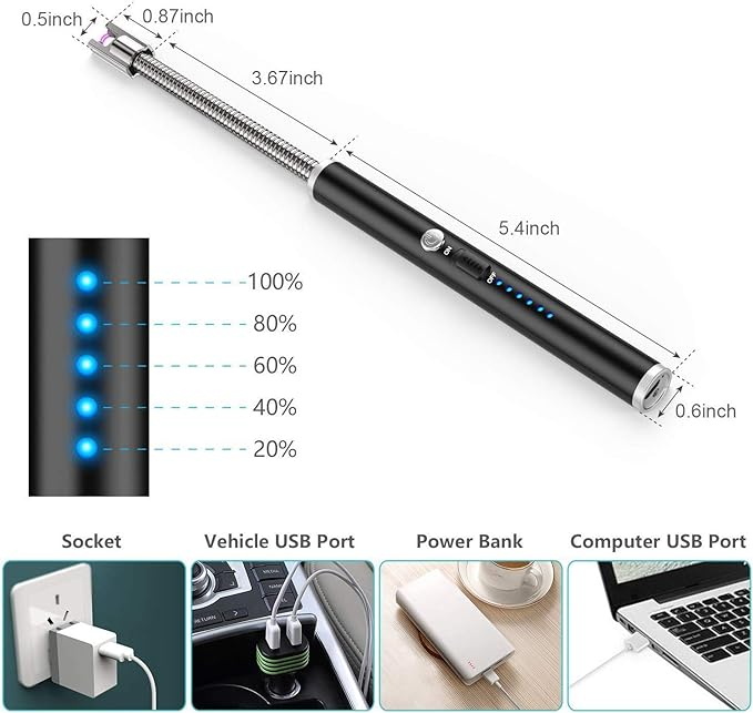 USB Rechargeable Flameless Arc Lighter | Flexible & Windproof Electric Wand Lighter thumbnail 3