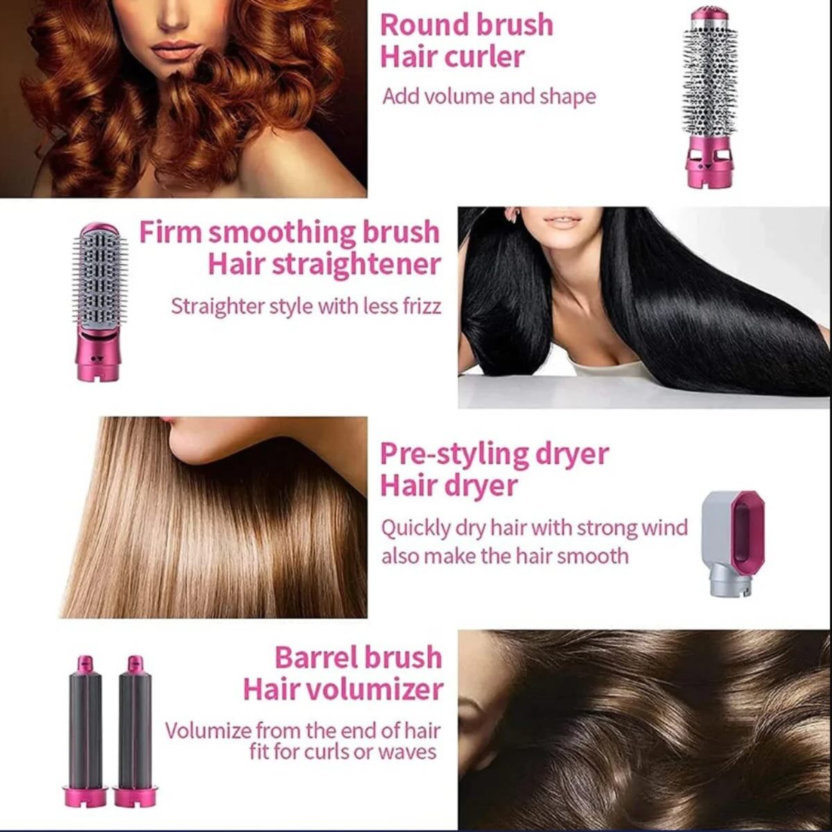 5-in-1 Electric Hair Dryer Brush Kit | Blow Dryer, Straightener, Curler & Volumizer Styling Tool thumbnail 3
