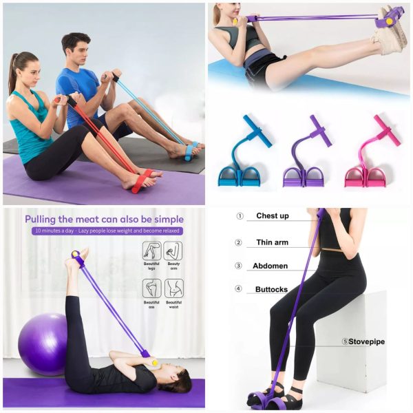 Tummy Trimmer | Foot Pedal Resistance Band | Elastic Sit-Up Pull Rope | Fitness & Yoga Trainer | Random Colors thumbnail 7