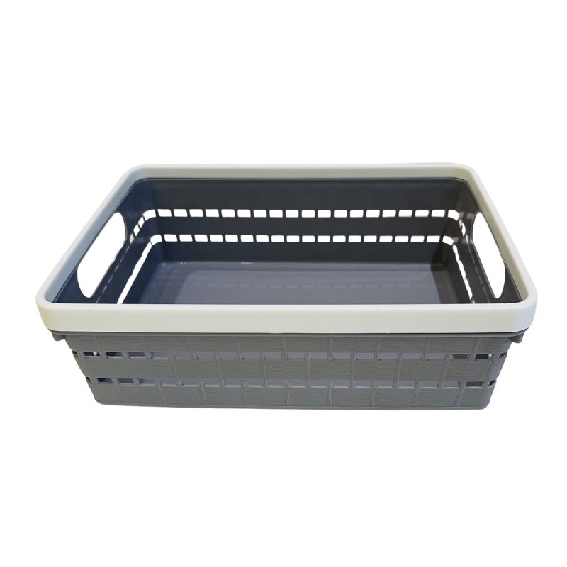 Multi-Purpose Woven Plastic Storage Basket with Handles Organizer Bin for Office, Pantry, and Home thumbnail 2
