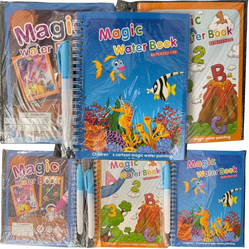 Magic Coloring Book with Water Pen | Reusable & Mess-Free Fun for Kids | Dinosaur & Cartoon Designs thumbnail 7