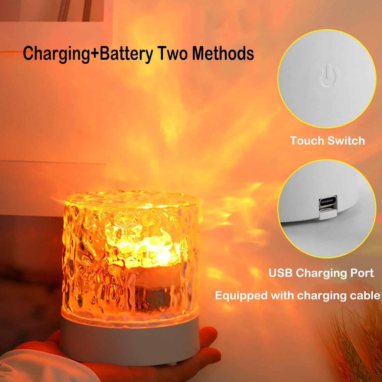 Water Ripple Lamp | 16-Color Rotating LED Night Light with Remote thumbnail 7