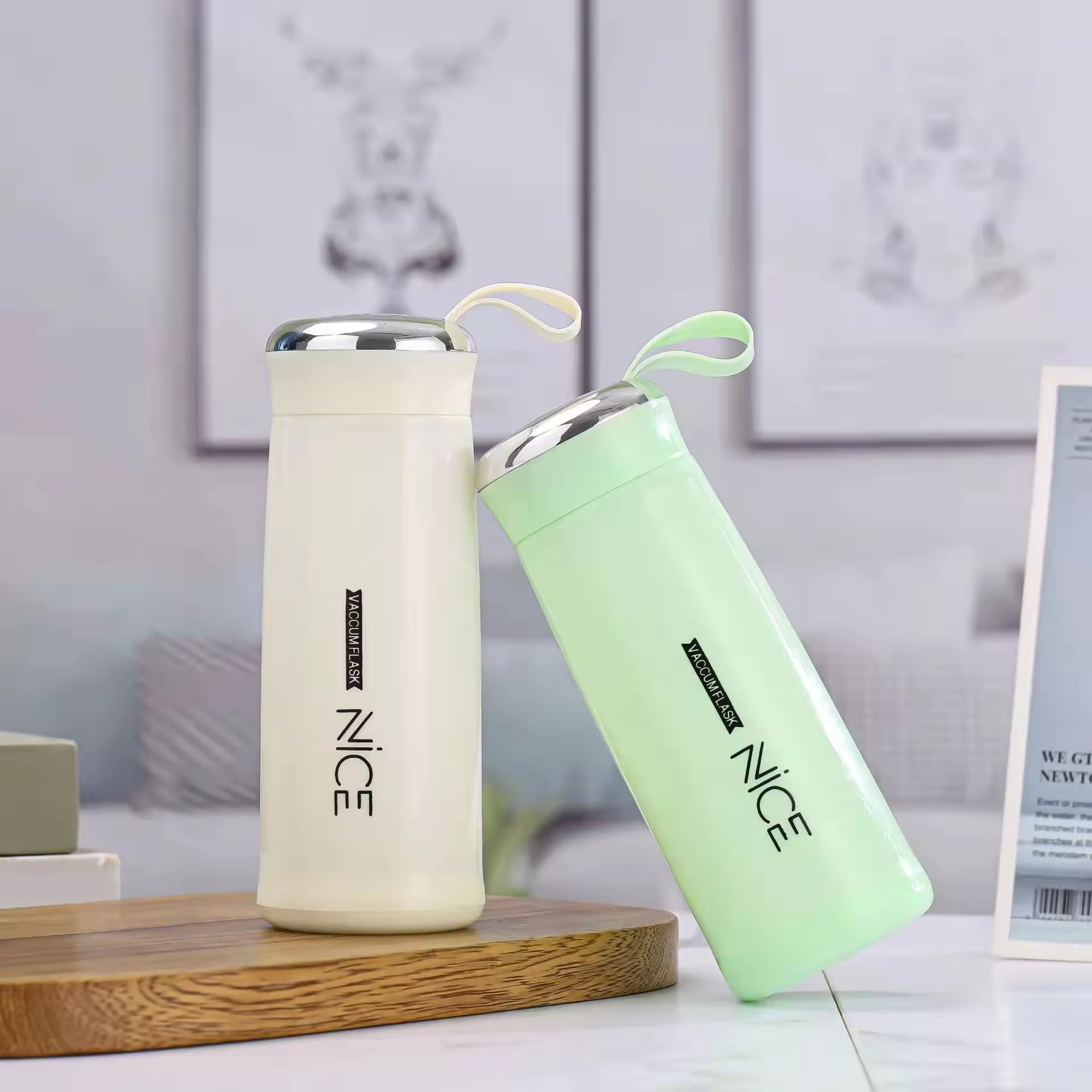 Nice Bottle | 400ml Mini Flask Glass Water Bottle with Vacuum Insulation | Temperature Resistant | Random Colors thumbnail 4