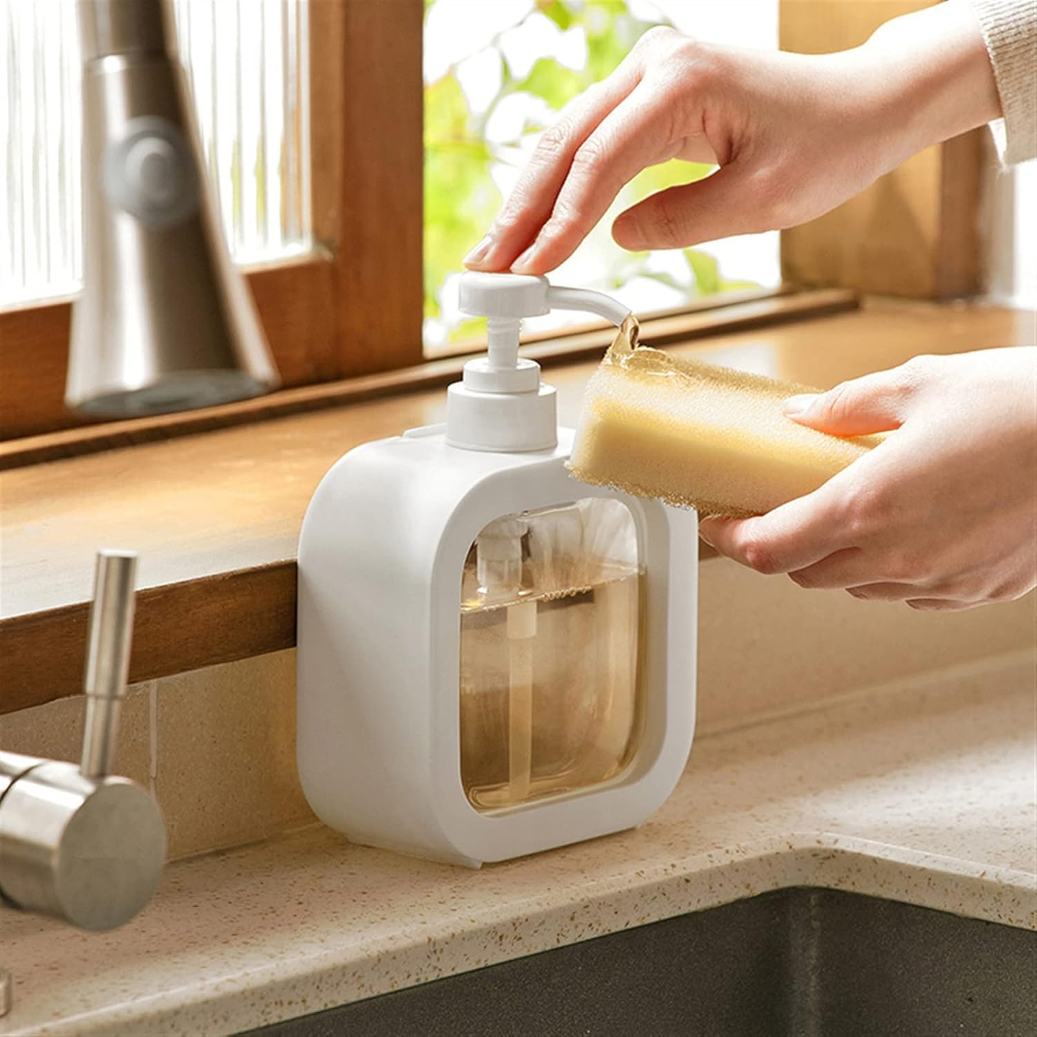Portable Refillable Soap Dispenser Bottle | 300ml 500ml Clear Pump Bottle for Kitchen Bathroom Shower Lotion Shampoo thumbnail 5