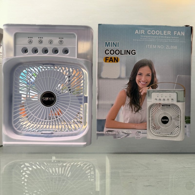 10-Inch Large Portable Air Conditioner Fan | USB Electric Fan with LED Night Light, Mist & Humidifier Function | Random Color thumbnail 9