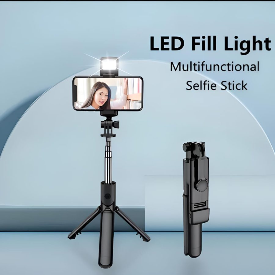 R1s Bluetooth Selfie Stick Tripod with Remote | 360° Foldable Phone & Action Camera Stand with LED Light thumbnail 7