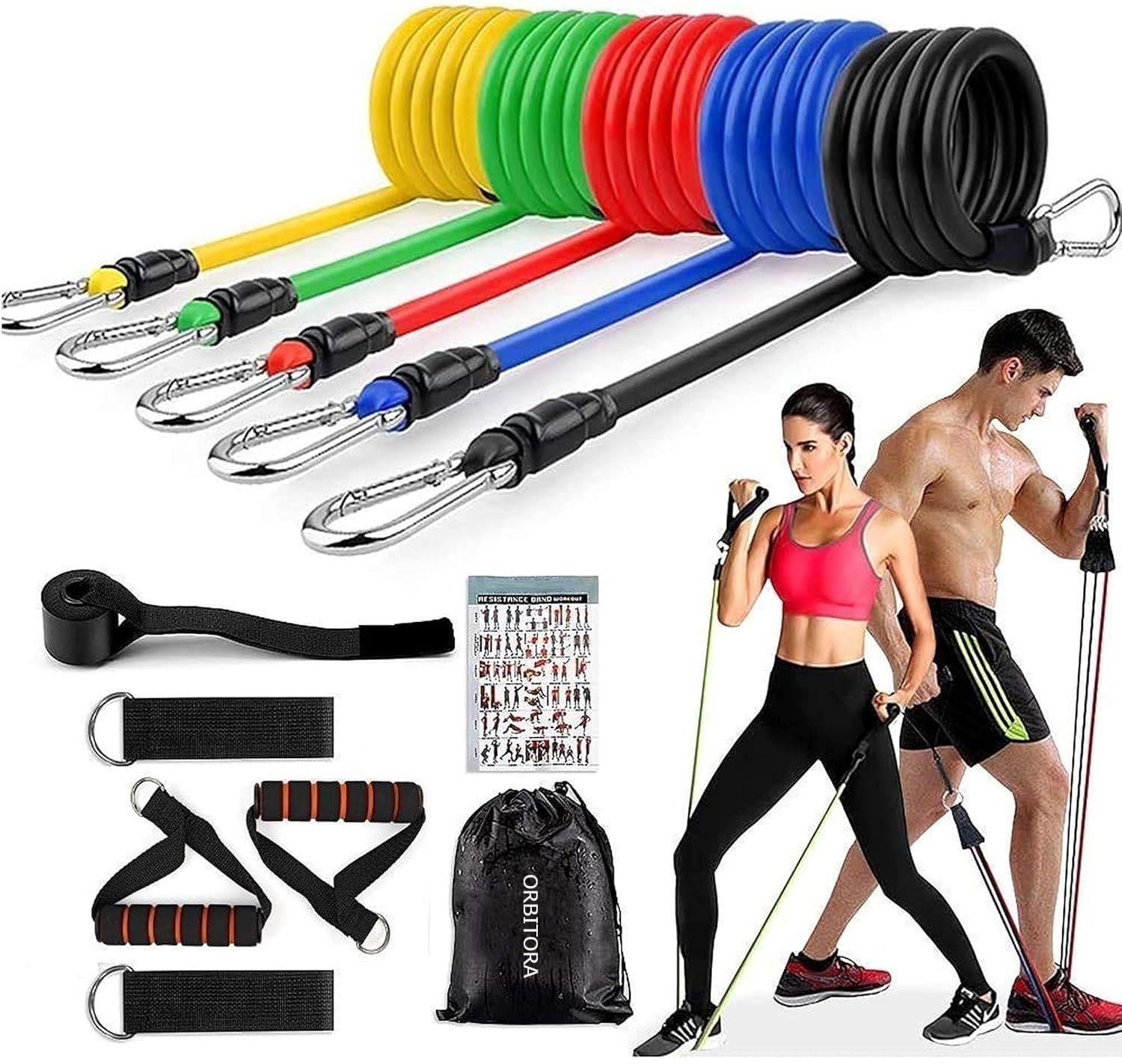 Gym Belt with Box | 5-in-1 Power Exercise Resistance Band Set | Adjustable Fitness Equipment for All thumbnail 6