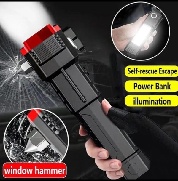 Rechargeable Tactical LED Flashlight | Power Bank with Safety Hammer thumbnail 5