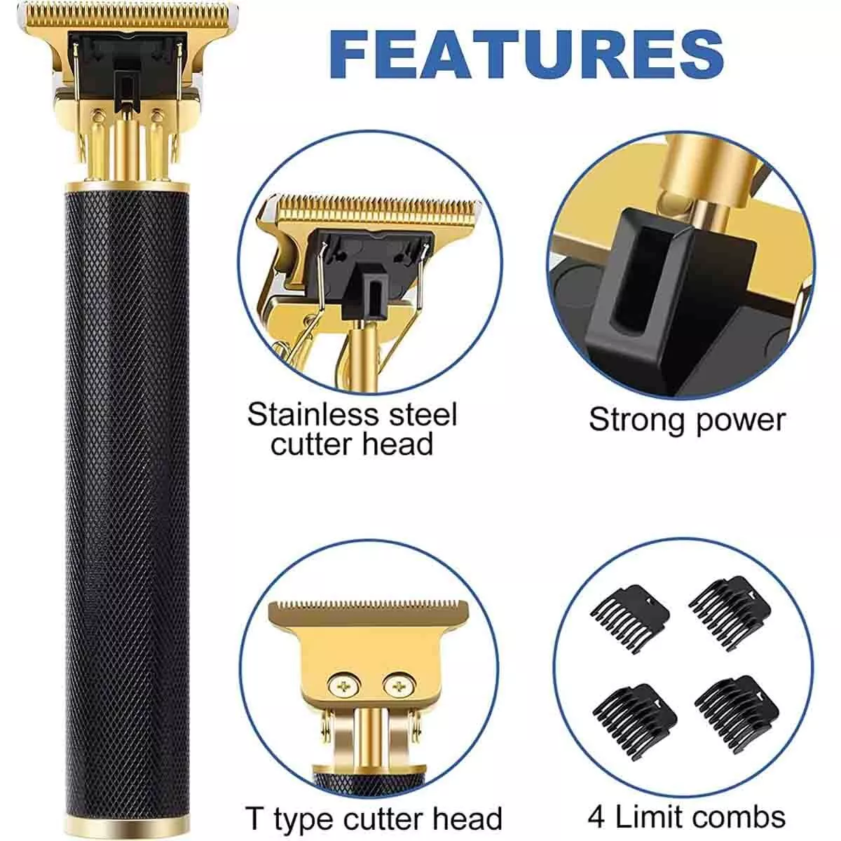 Professional T9 Hair & Beard Trimmer | Semi-Metal Body | Rechargeable Cordless Precision Clipper thumbnail 8