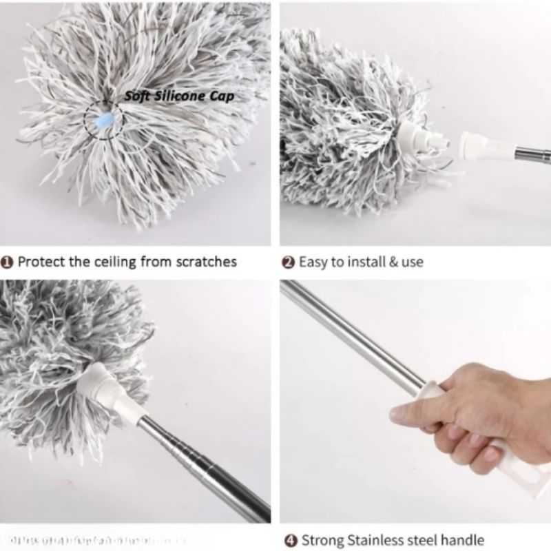 Extendable Microfiber Duster with Telescopic Handle | Long Reach, Bendable Head & Washable Cleaner thumbnail 4