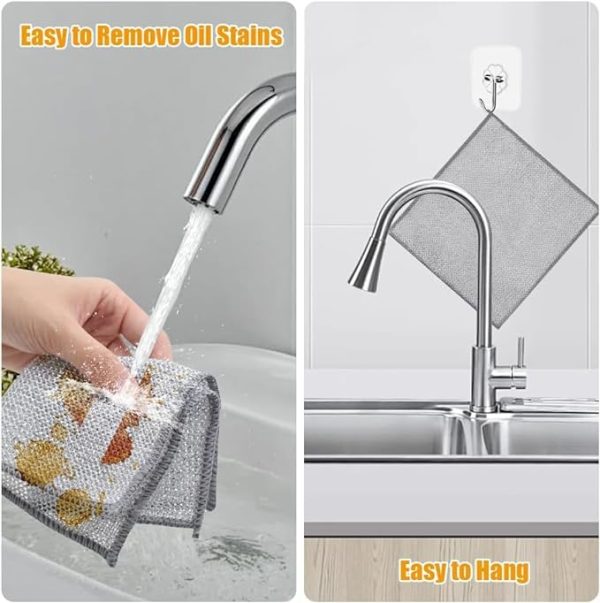 10 Dish Washing Cleaning Cloth | Metal Wire Dish Cleaning Cloth | Durable, Scratch-Free Scrubbing for Kitchen Surfaces thumbnail 4