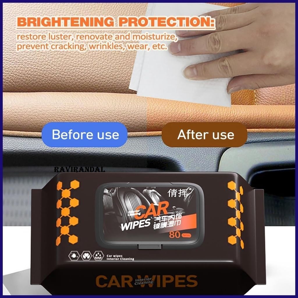 Premium Car Interior Cleaning Wipes – Quick Shine, Dust Removal & Streak-Free (40 Wipes In 1 Box) thumbnail 2