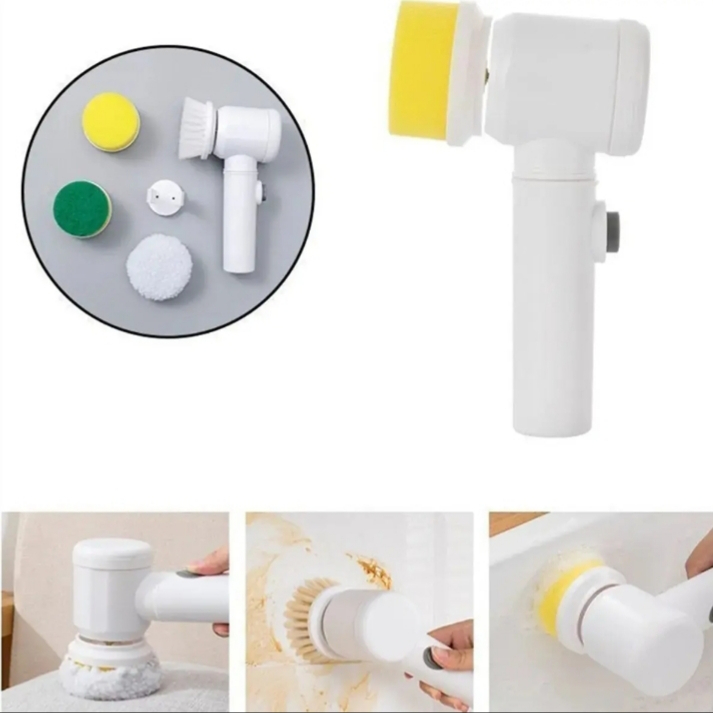5-in-1 Rechargeable Magic Brush | Handheld Electric Scrubber | 360° Rotating with 3 Replaceable Multipurpose Brush Heads thumbnail 5