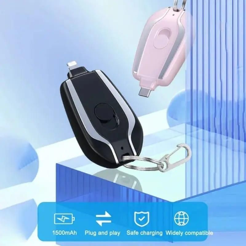 Mini Keychain Power Bank | Ultra-Compact 1500mAh | Emergency Charger for Phones & Gadgets thumbnail 2