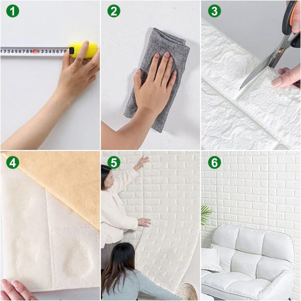 3D White Brick Wall Stickers | Self-Adhesive Waterproof Home Decor | Peel & Stick thumbnail 2