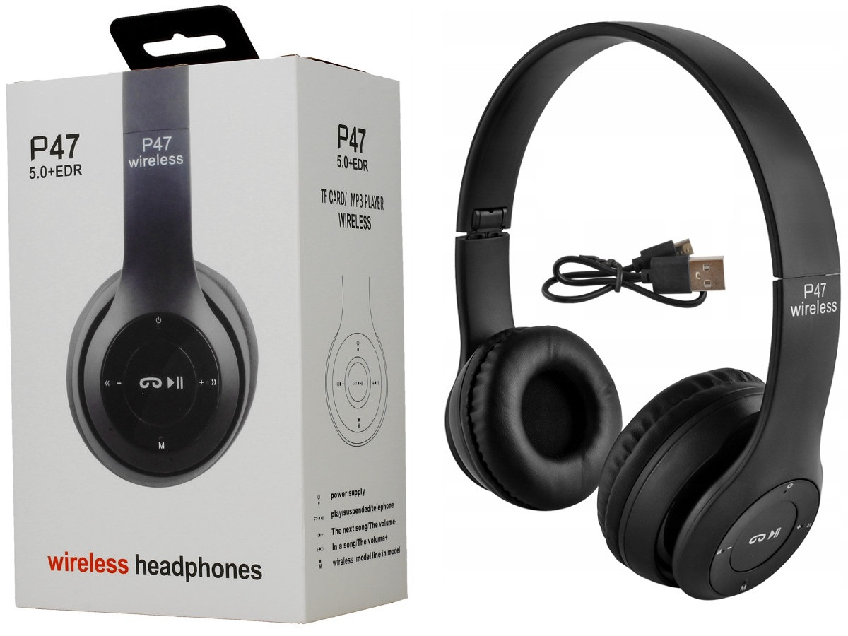 P47 Wireless Headphones | Bluetooth Foldable Headset | Stereo Sound | FM Radio & TF Card Support | Built-in Microphone thumbnail 2