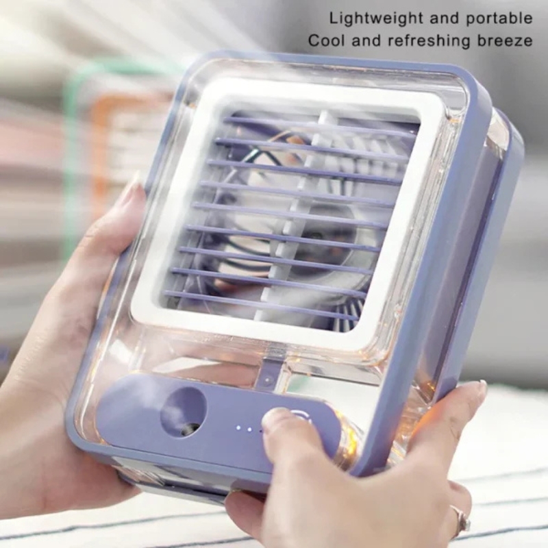 Portable USB Air Cooler Fan – 3-Speed, Mist Spray, Rechargeable | Random Color thumbnail 5