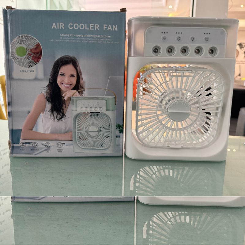 9 Inch Mist Fan | Portable Air Conditioner Fan |  Mist Water, And Humidifier Function | Led Night Light Water Mist | Random Color thumbnail 7