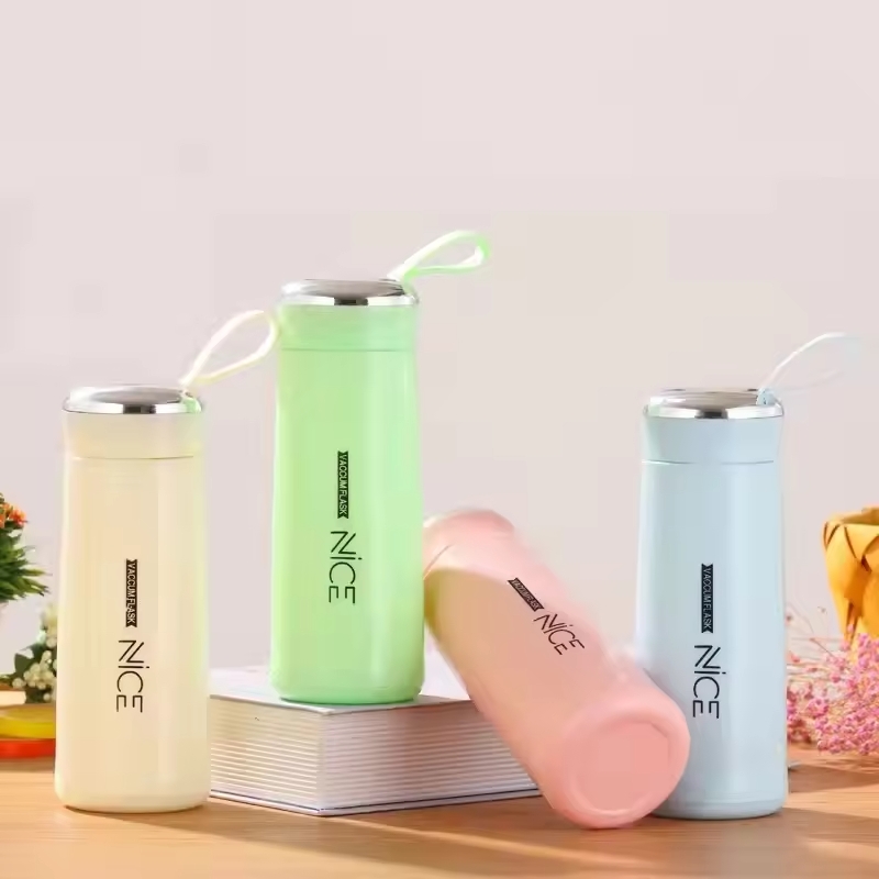Nice Bottle | 400ml Mini Flask Glass Water Bottle with Vacuum Insulation | Temperature Resistant | Random Colors thumbnail 2