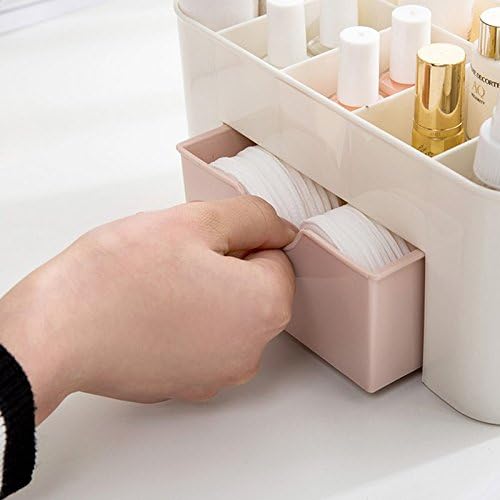 Plastic Makeup Organizer with Drawer | Desktop Cosmetics & Makeup Brush Storage Box | Office & Stationery Organizer thumbnail 2