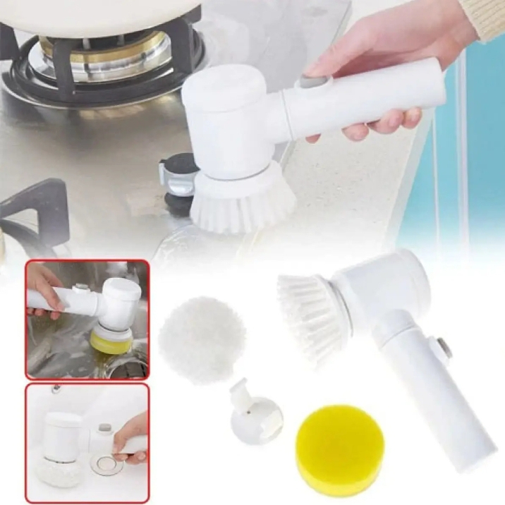 5-in-1 Rechargeable Magic Brush | Handheld Electric Scrubber | 360° Rotating with 3 Replaceable Multipurpose Brush Heads thumbnail 7