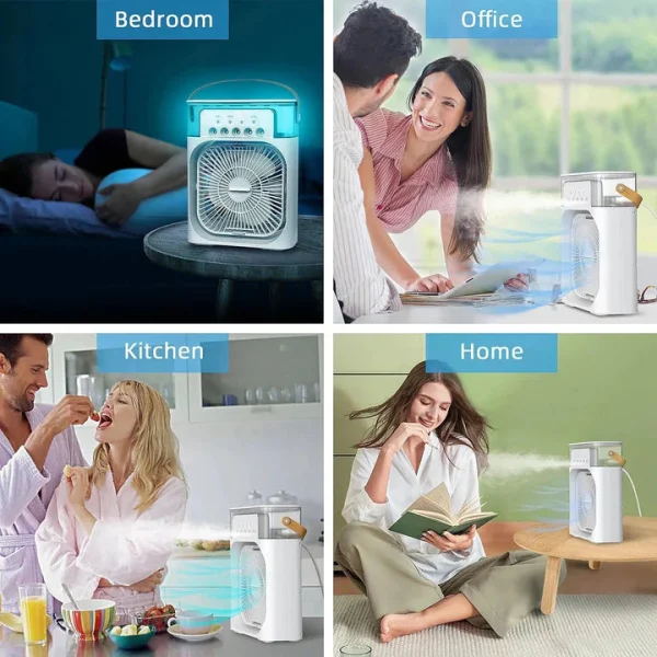 10-Inch Large Portable Air Conditioner Fan | USB Electric Fan with LED Night Light, Mist & Humidifier Function | Random Color thumbnail 2