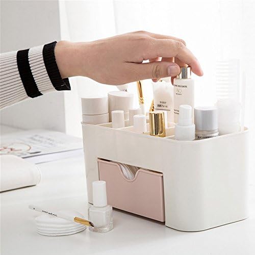 Plastic Makeup Organizer with Drawer | Desktop Cosmetics & Makeup Brush Storage Box | Office & Stationery Organizer thumbnail 3