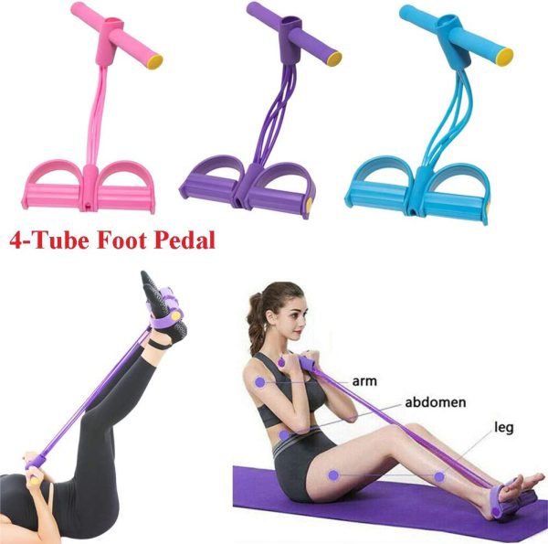 Tummy Trimmer | Foot Pedal Resistance Band | Elastic Sit-Up Pull Rope | Fitness & Yoga Trainer | Random Colors thumbnail 8