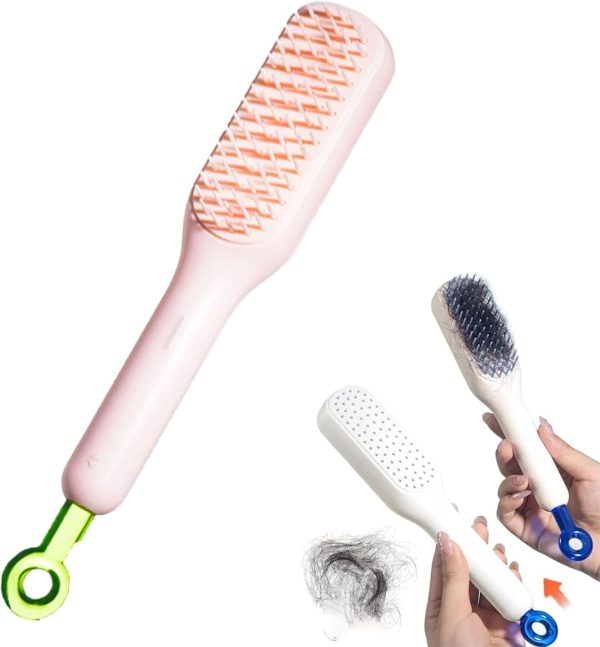 Self-Cleaning Hair Brush & Telescopic Comb | Detangling Brush with One-Pull Cleaning Mechanism | Random Color thumbnail 6