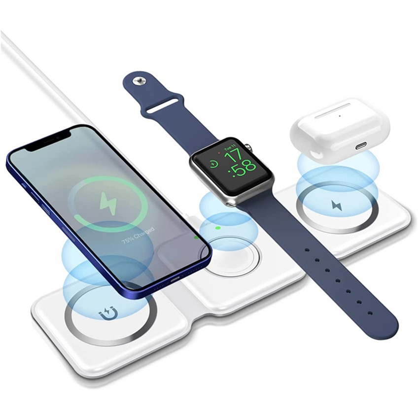 3-in-1 Foldable Magnetic Wireless Charger 15W Charging Station for iPhone Apple Watch and AirPods thumbnail 6