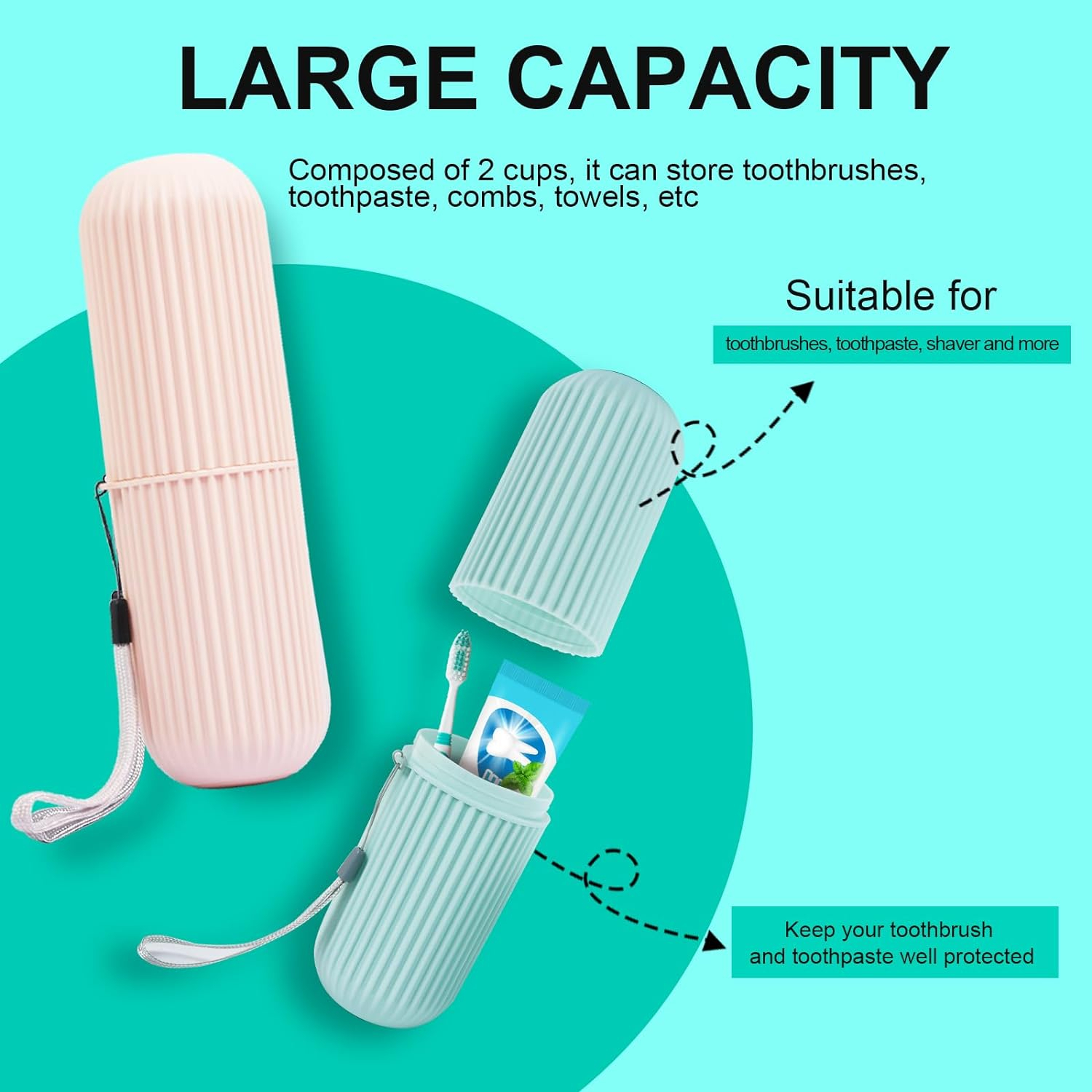 Portable Toothbrush & Toothpaste Holder Case | Travel Storage Box with Cup Function thumbnail 3