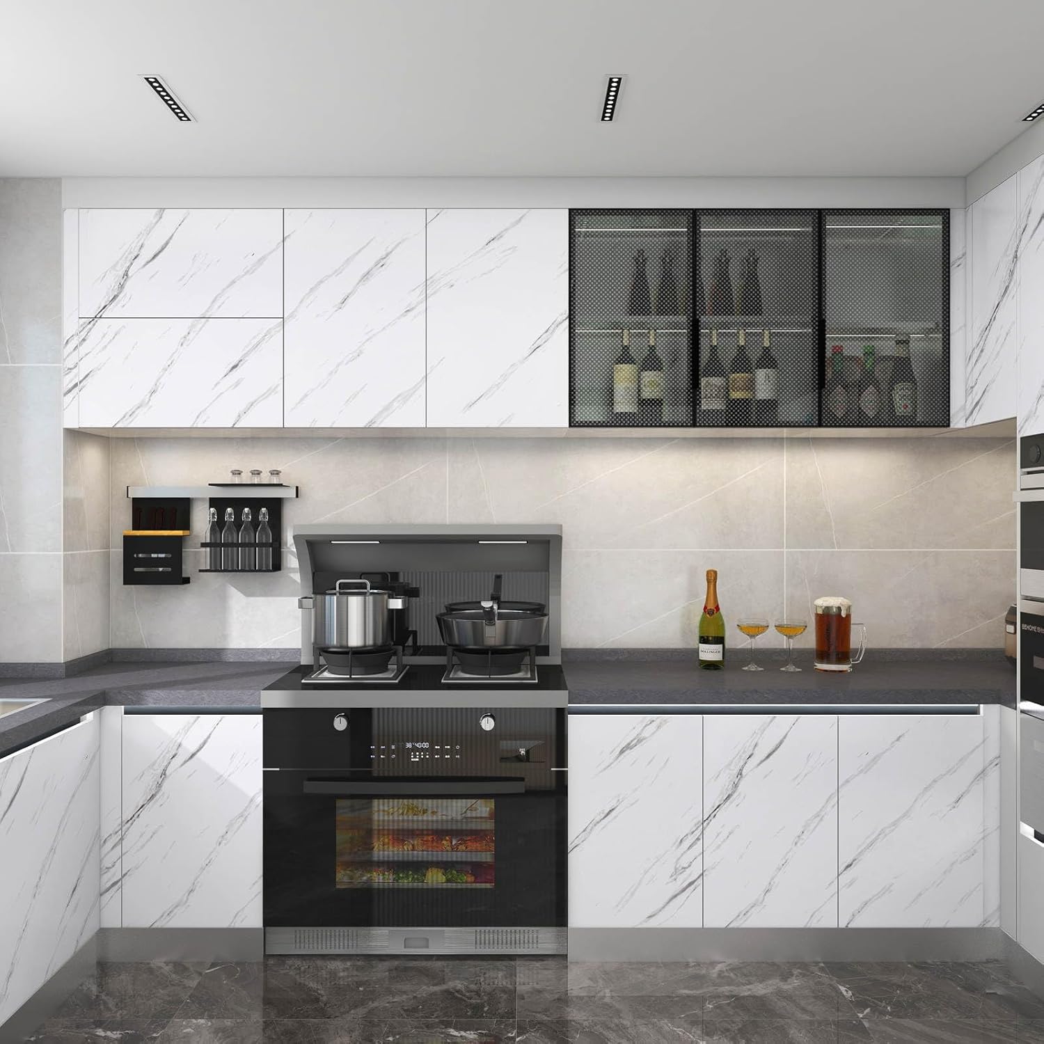 White & Grey | Marble Sheet Sticker 60x200cm | Waterproof Self-Adhesive PVC Wallpaper for Furniture Walls thumbnail 3