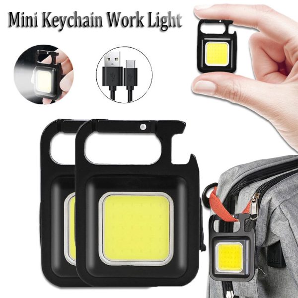 Portable Keychain Light | 500 Lumens Mini COB LED Flashlight with Foldable Handle & USB Rechargeable