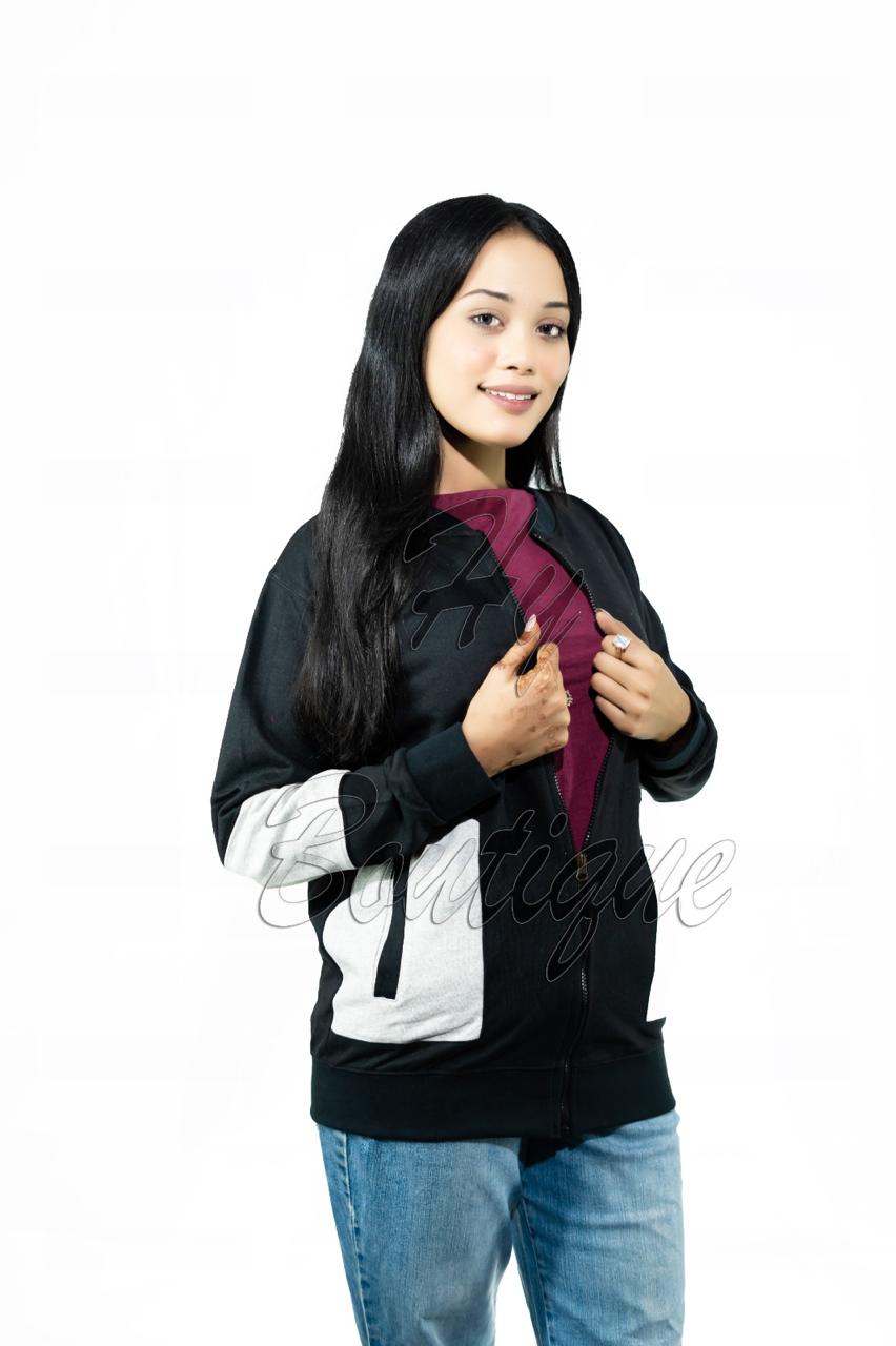 Winter Collection Women’s Black & White Printed Jacket | Stylish & Warm Outerwear | Trendy Winter Fashion for Ladies thumbnail 3