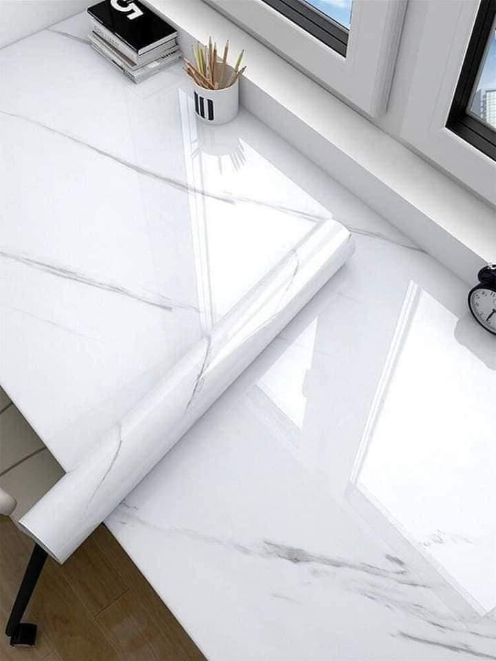 White & Grey | Marble Sheet Sticker 60x200cm | Waterproof Self-Adhesive PVC Wallpaper for Furniture Walls thumbnail 4