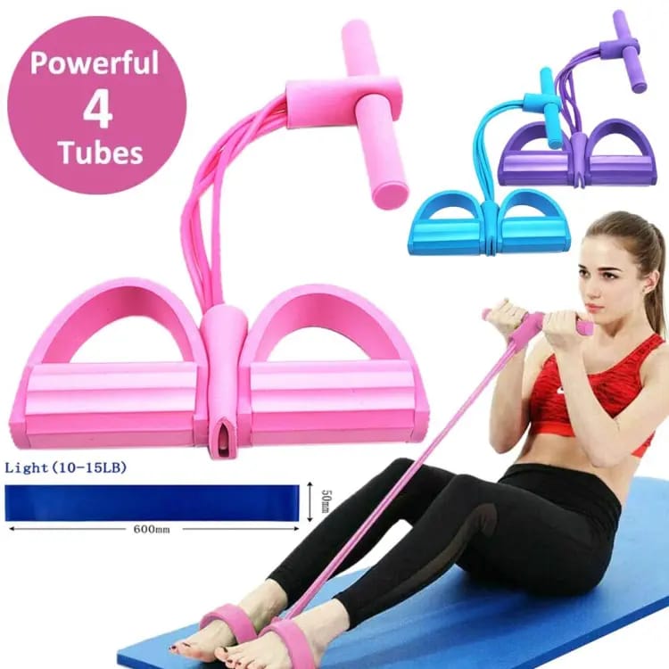 Tummy Trimmer | Foot Pedal Resistance Band | Elastic Sit-Up Pull Rope | Fitness & Yoga Trainer | Random Colors thumbnail 5