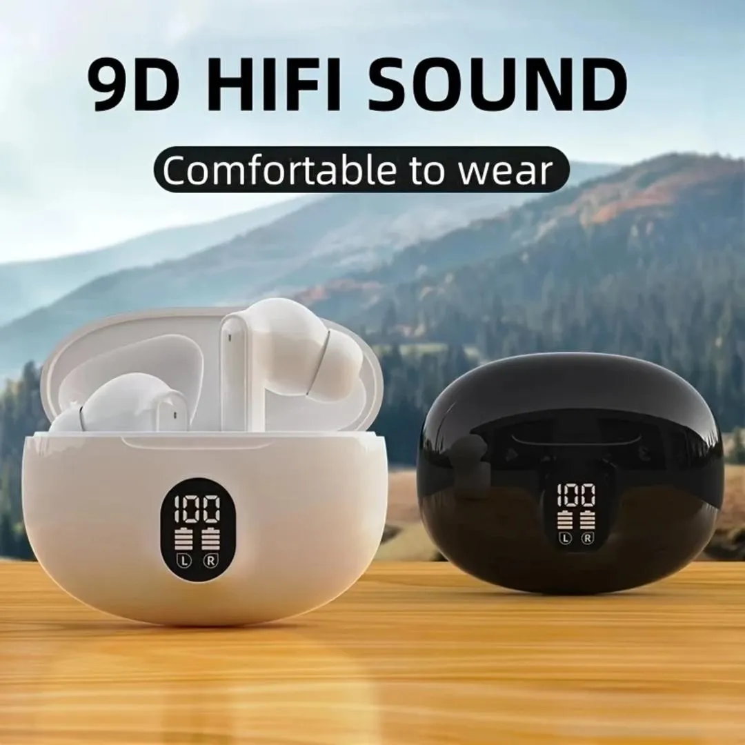 9D Hifi Wireless Earbuds with Noise Cancellation & 24Hr Case