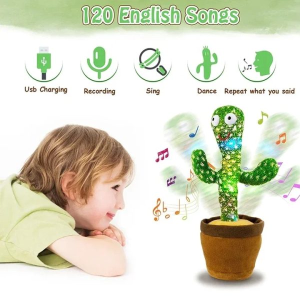 Rechargeable Dancing Cactus Toy with Hat | Interactive Singing, Talking & Dancing Plush for Kids thumbnail 5